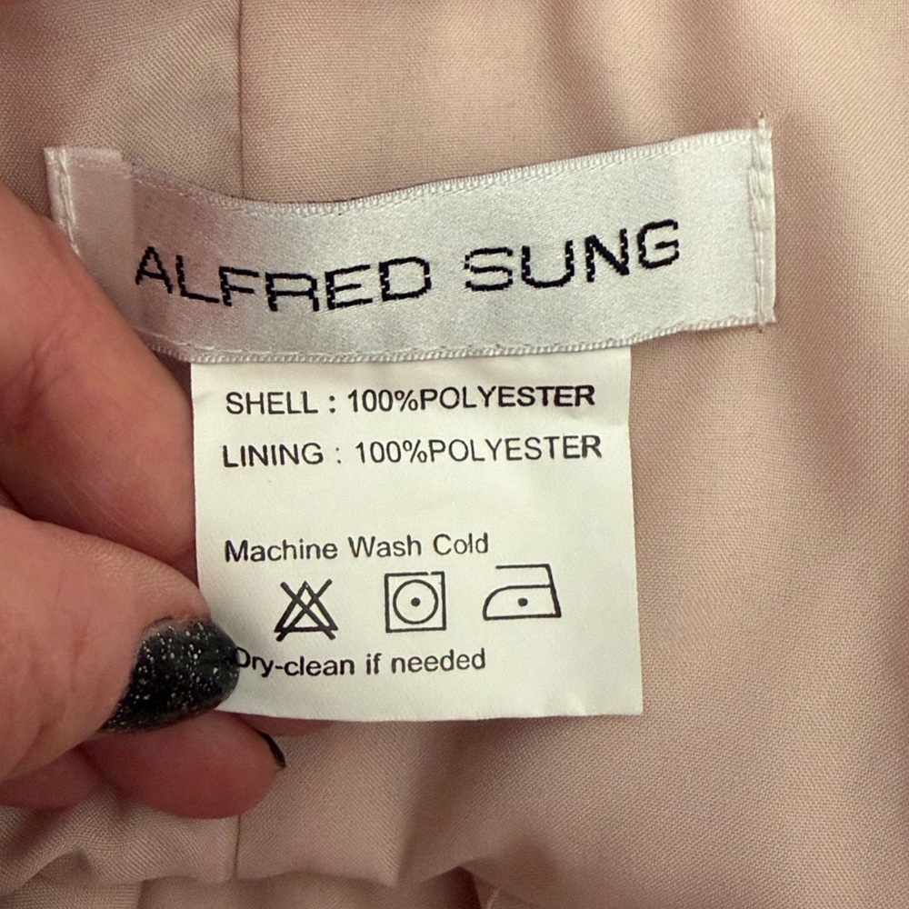 Alfred Sung Cameo Blush Strapless A-Line Gown - Picture 11 of 14